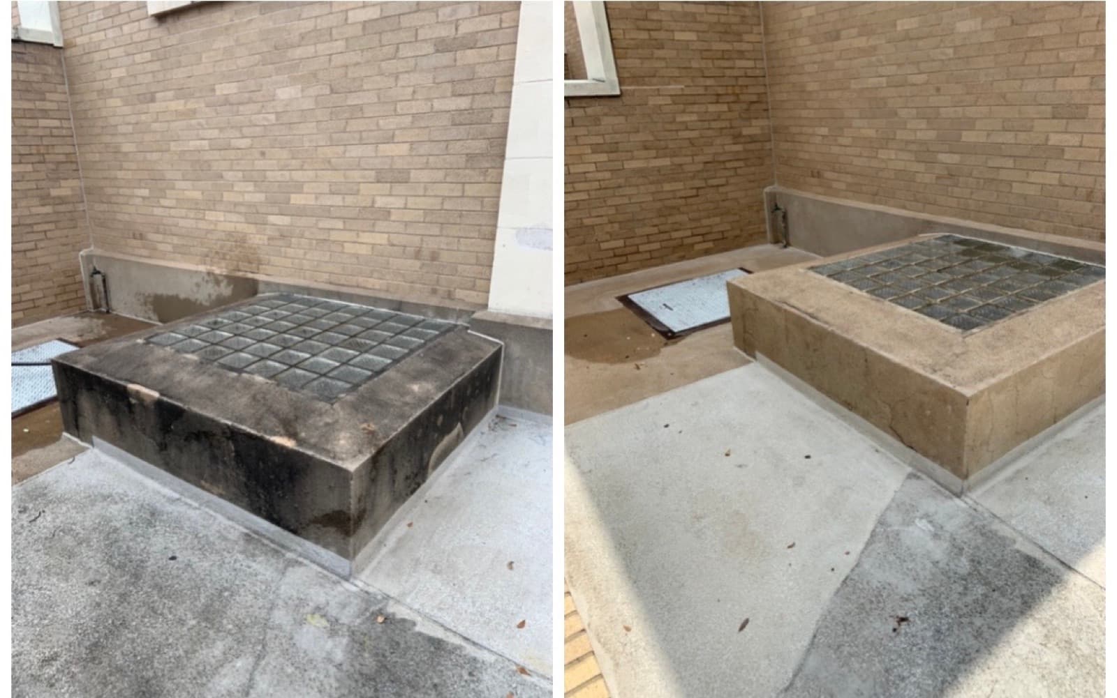 Commercial courtyard concrete before and after
