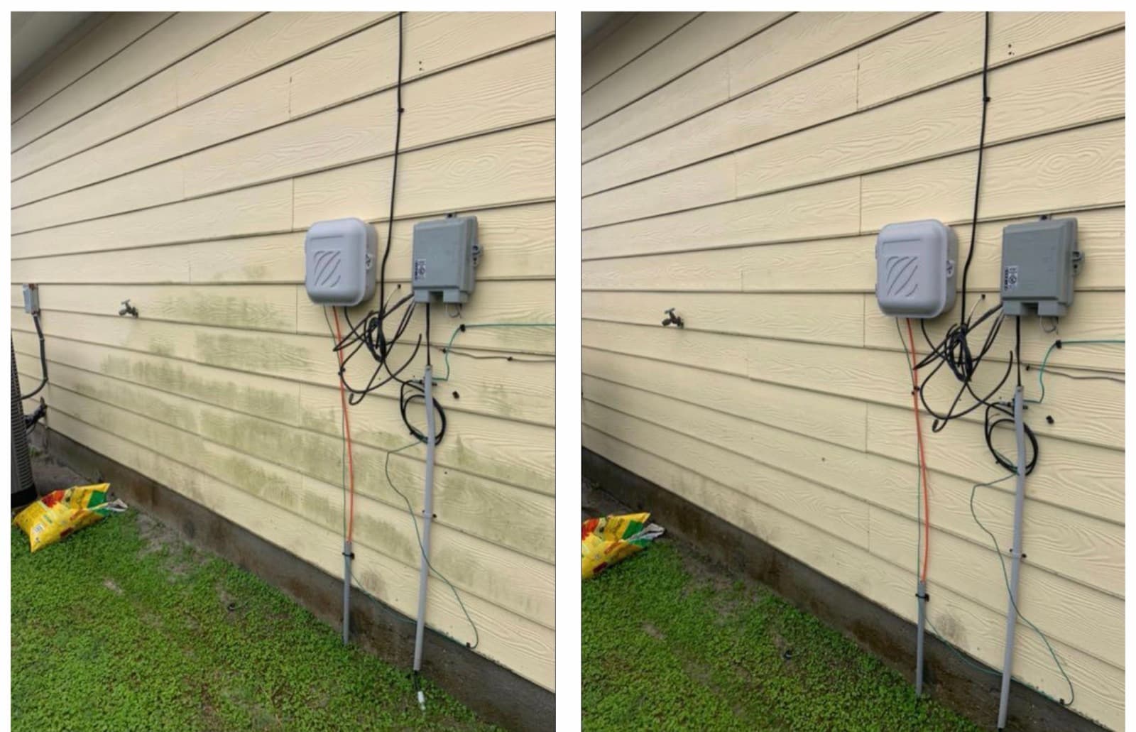 House siding before and after soft washing