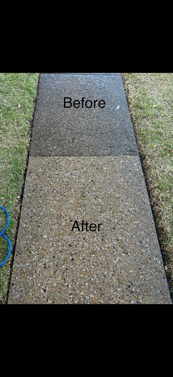 Exposed aggregate sidewalk before and after